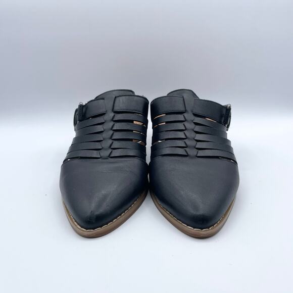 Susina Sondra Lea Leather Mules Black Stacked Low Block Heel Slip On Shoes 8 - Picture 7 of 16